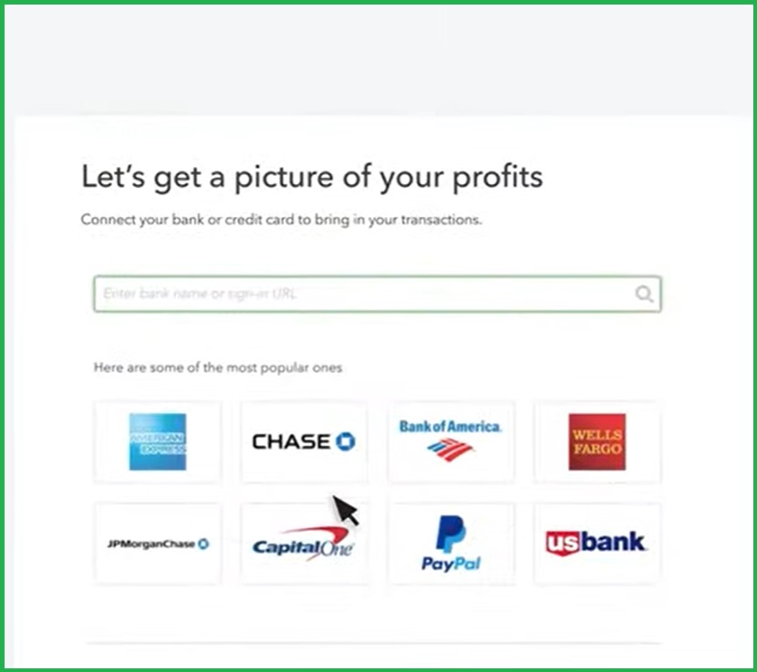 Choose your Bank - Quickbooks Online Bank Feed