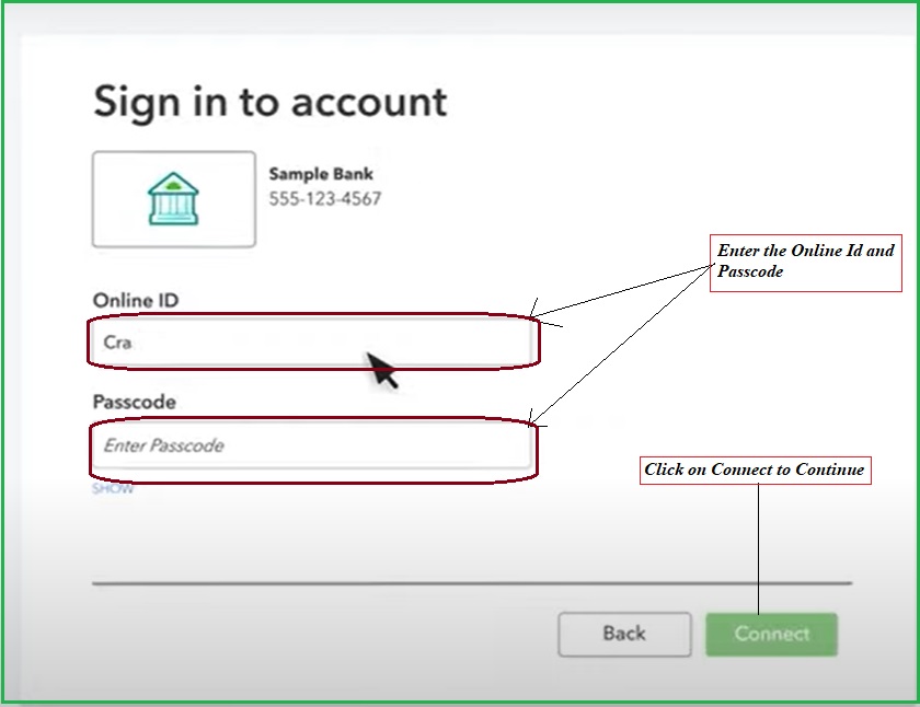 Enter the Online id and passcode