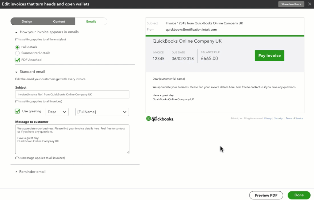 Preview the Invoice