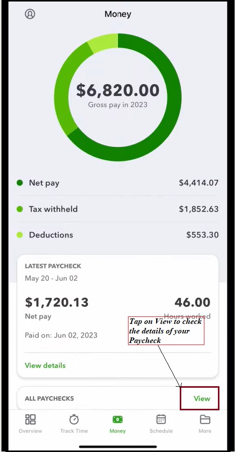 Tap on View - QuickBooks Enhanced Payroll