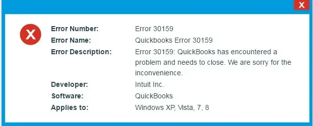 QuickBooks error Code 30159
