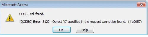 Object X specified in the request cannot be found