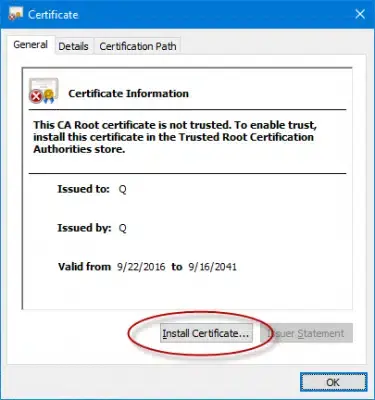 install the certificate
