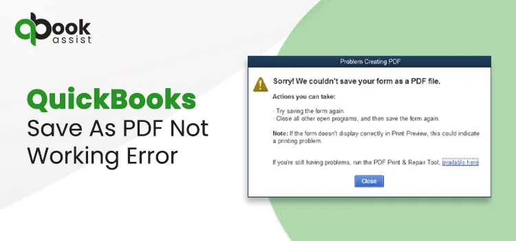 QuickBooks save as pdf not working