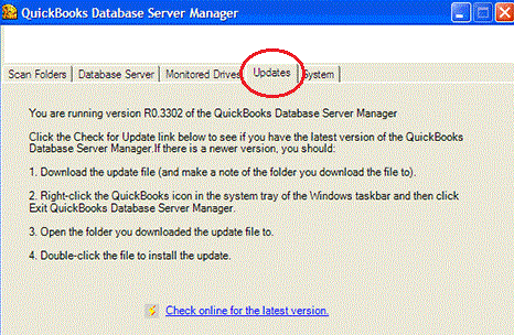 Update QuickBooks Database Server Manager