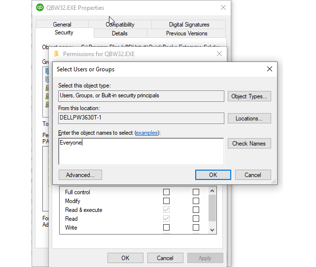 Windows Permissions to QB Installation Folders