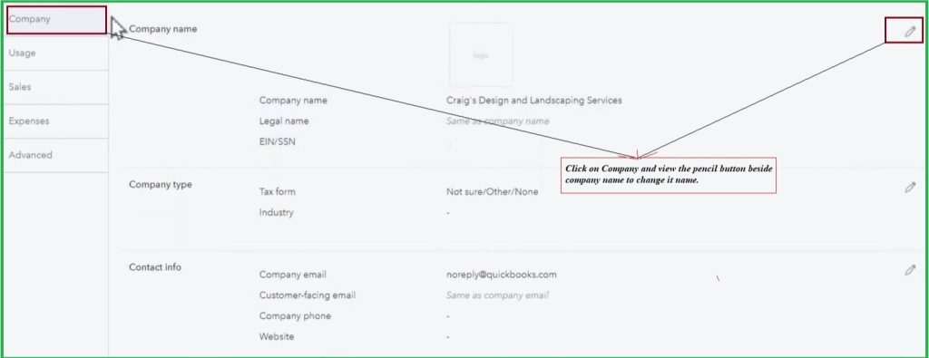 Click on the Company to Edit its Menu - QuickBooks Invoice Template