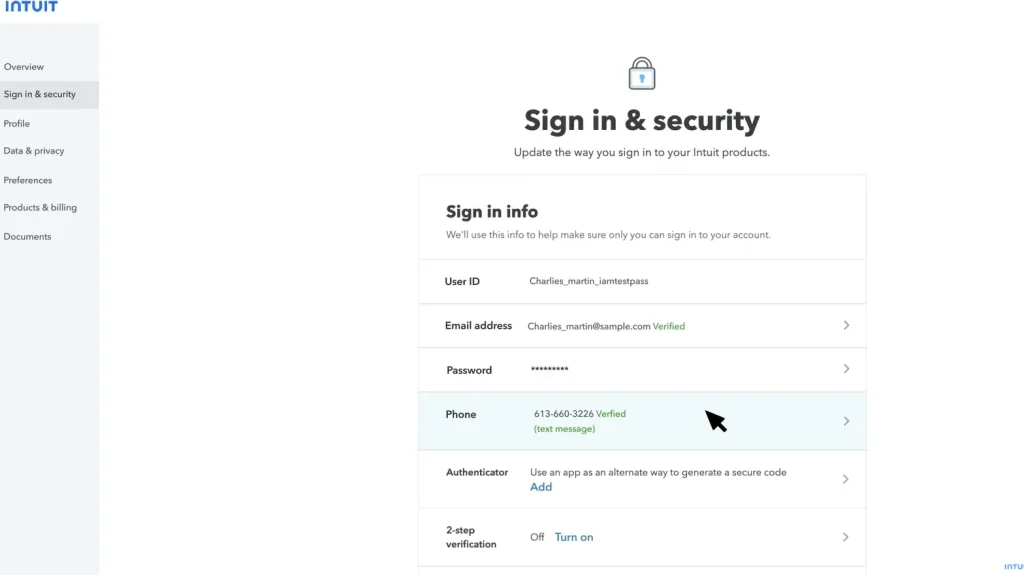 QuickBooks Online account Security