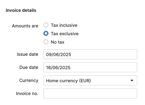 Within the invoice details section