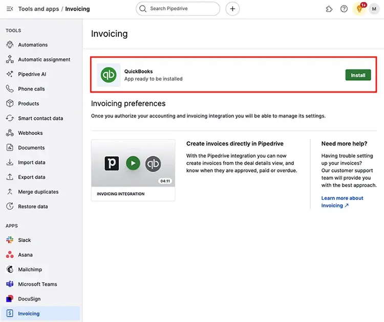 Pipedrive QuickBooks Integration