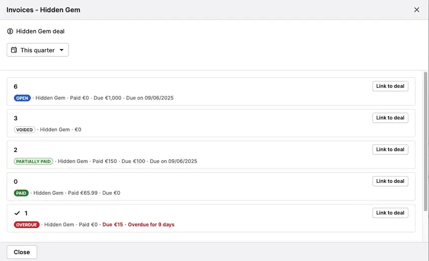 Select “View on invoices”