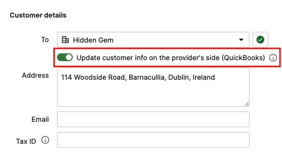 you can update customer info on the provider’s side